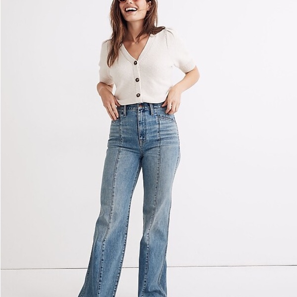 Madewell High-Rise Flare Jeans in Annapolis Wash: Seamed Edition Sz 29
